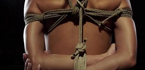  Small tits Latin slave in hogtie